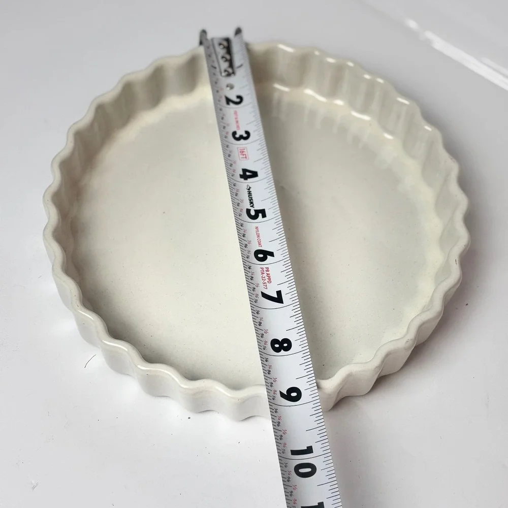 Cream Ceramic Fluted Tart Dish‎ Round 9.5